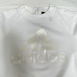 Adidas White Crewneck Sweatshirt Back Zip
